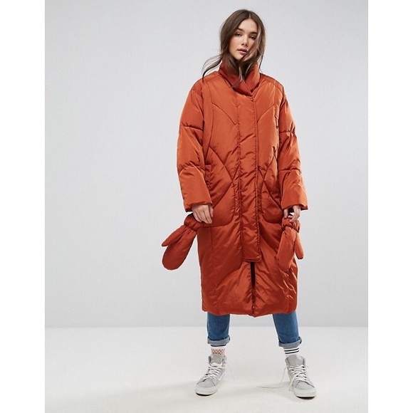 ASOS Jackets & Blazers - Burnt Orange Longline Puffer Coat